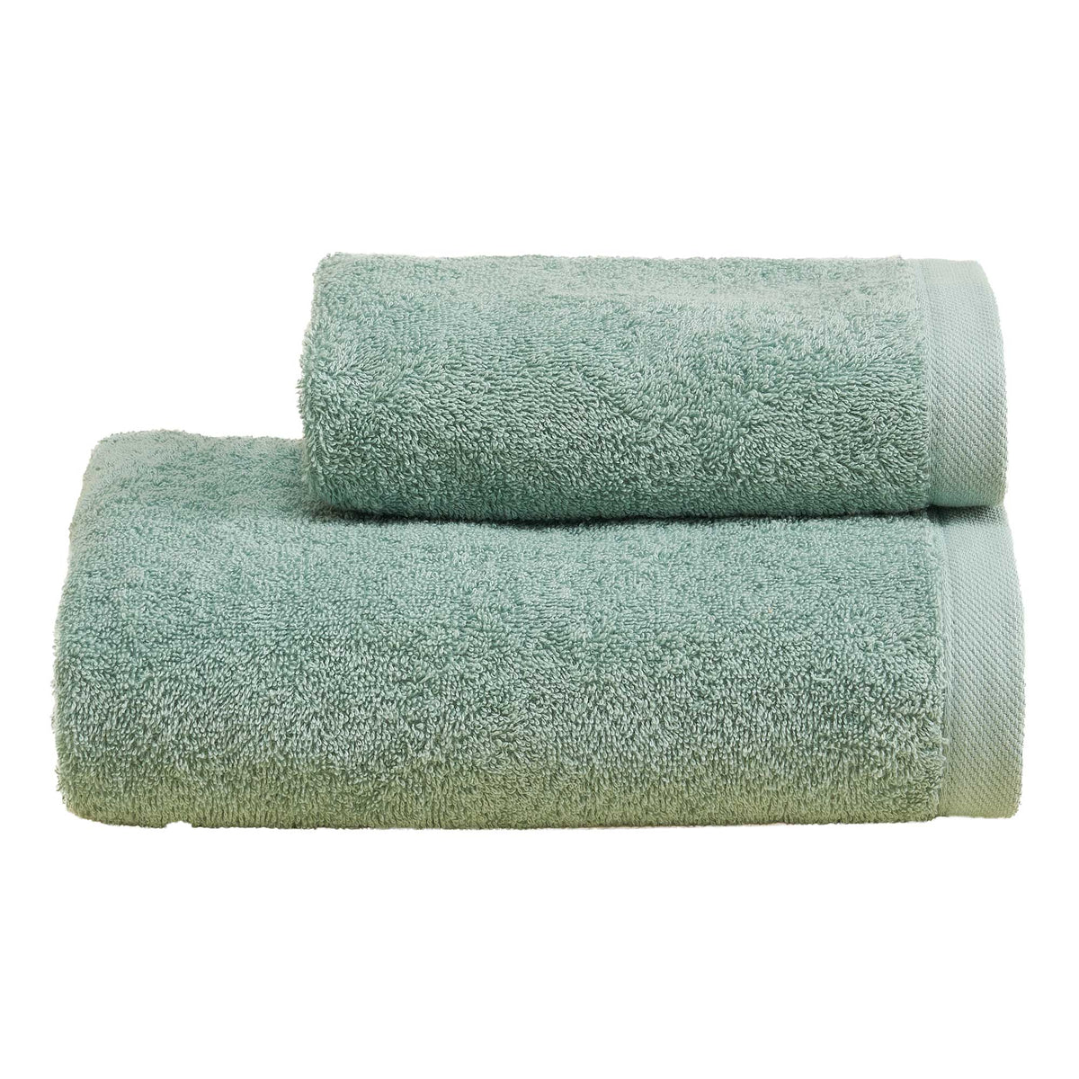 Biancoperla Set Asciugamani 1+1 In Spugna Di Puro Cotone Tinta Unita Perla