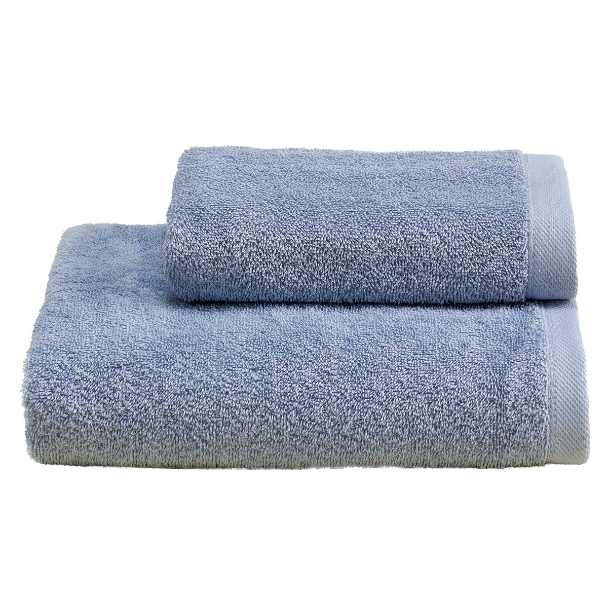 Biancoperla Set Asciugamani 1+1 In Spugna Di Puro Cotone Tinta Unita Perla