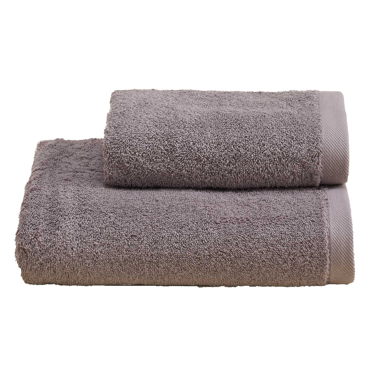 Biancoperla Set Asciugamani 1+1 In Spugna Di Puro Cotone Tinta Unita Perla