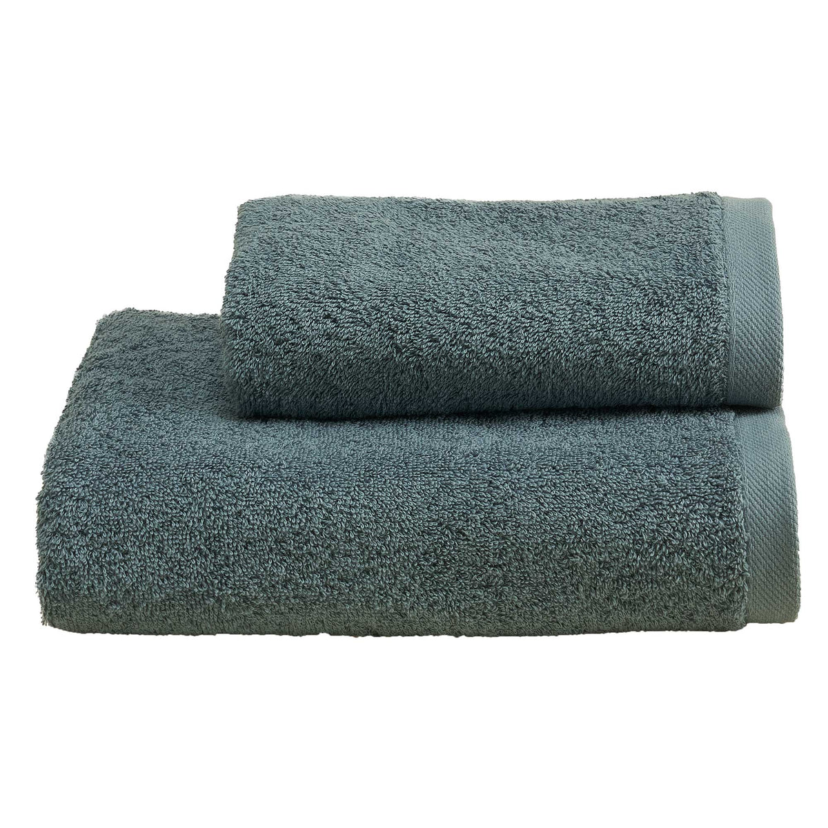Biancoperla Set Asciugamani 1+1 In Spugna Di Puro Cotone Tinta Unita Perla