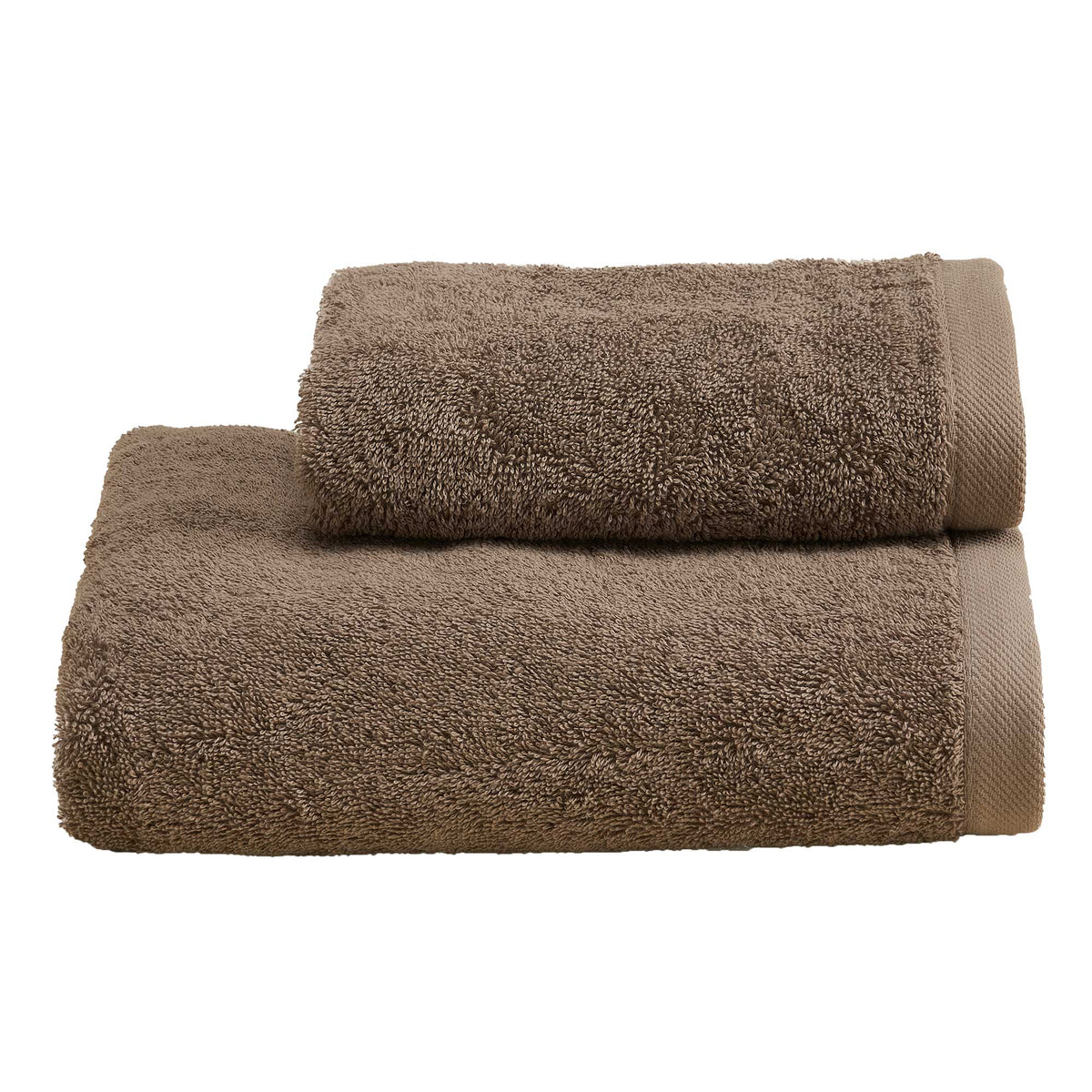 Biancoperla Set Asciugamani 1+1 In Spugna Di Puro Cotone Tinta Unita Perla