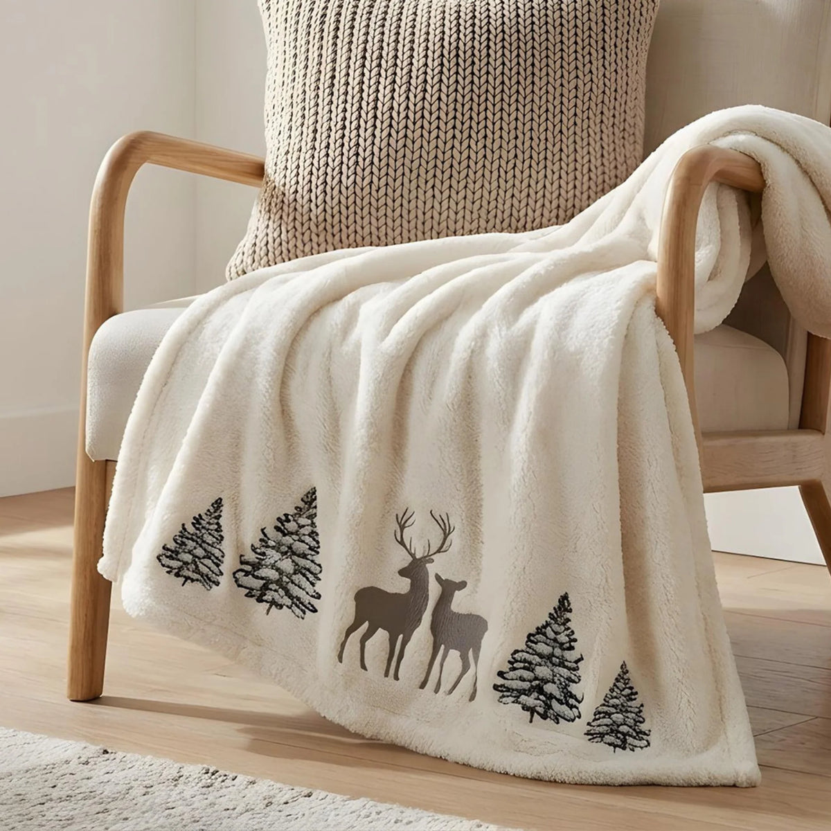 Daunex Plaid In Caldo E Morbido Pile Con Applicazione Silent Forest