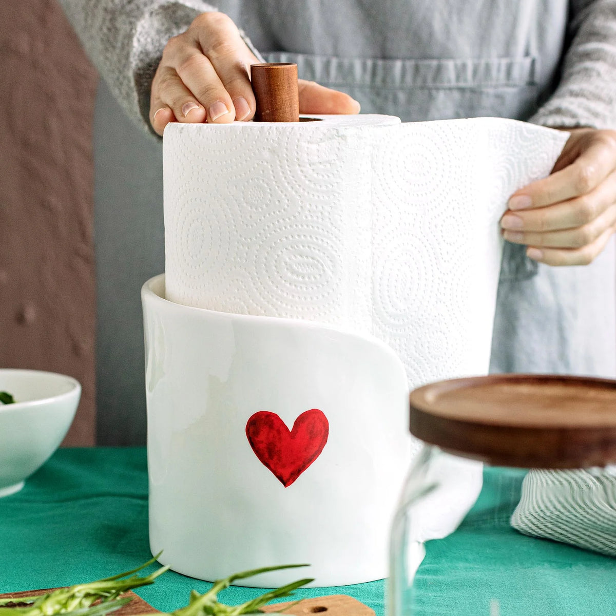 Simple Day Porta Rotolo Da Cucina Cuore Acquerello Rosso