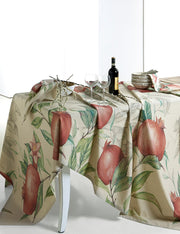 TESSITURA RANDI TOVAGLIA IN MISTO LINO STAMPATO CON TOVAGLIOLI RADICI 4 POMEGRANATE