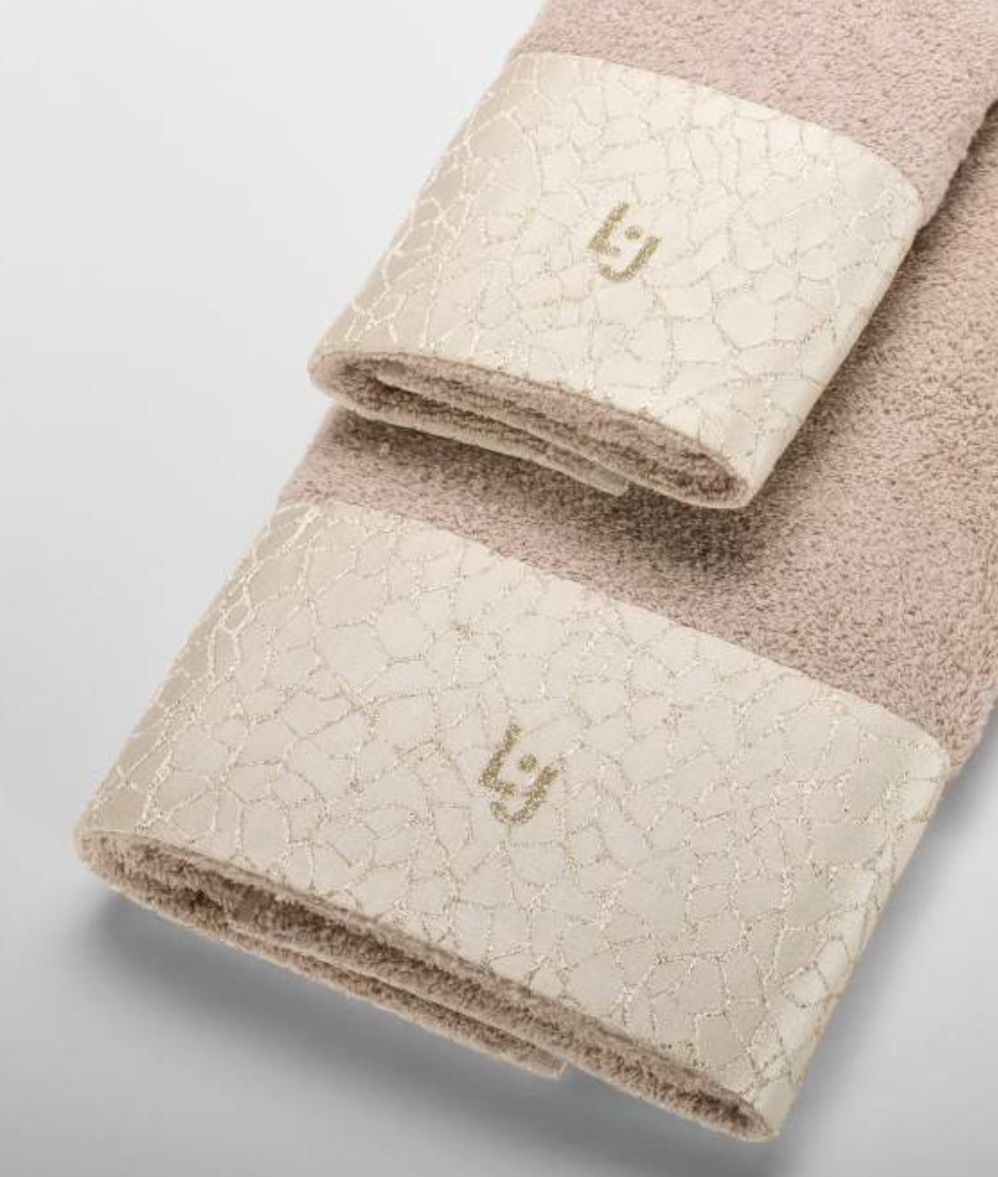 Liu Jo Set Asciugamani 1+1 In Spugna Di Cotone Con Bordo Rete Lurex
