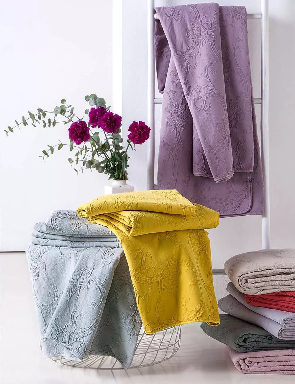 Tessitura Randi Copriletto Sfoderato Matrimoniale In Cotone Matelasse' Fiore