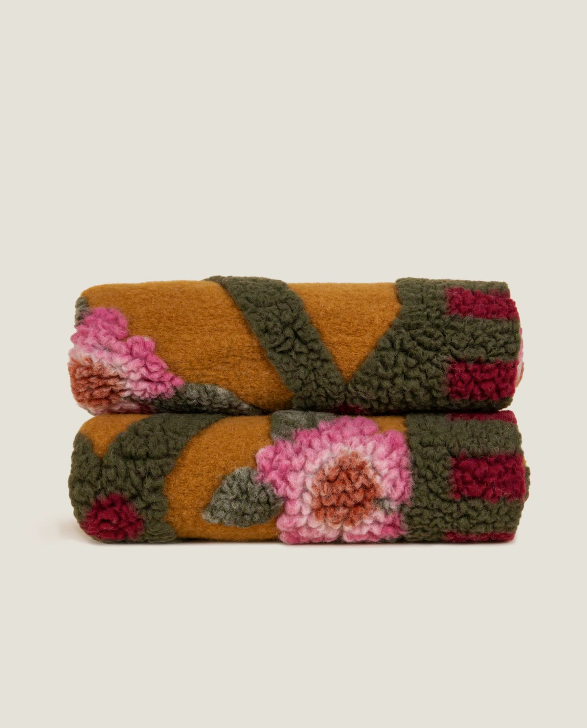 Frati Home Coperta Plaid In Lana Cotta Sei Colori Rose Flower Zafferano