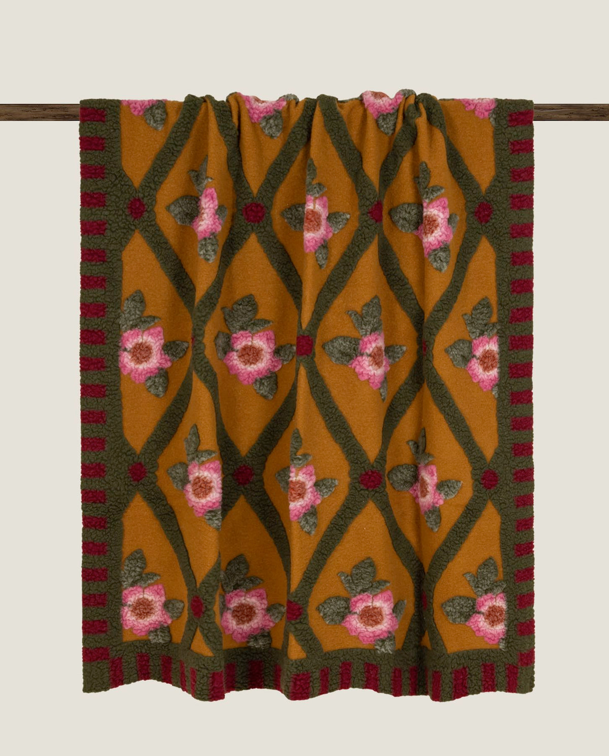 Frati Home Coperta Plaid In Lana Cotta Sei Colori Rose Flower Zafferano