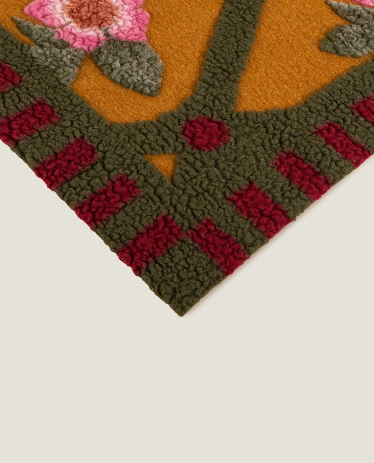 Frati Home Coperta Plaid In Lana Cotta Sei Colori Rose Flower Zafferano