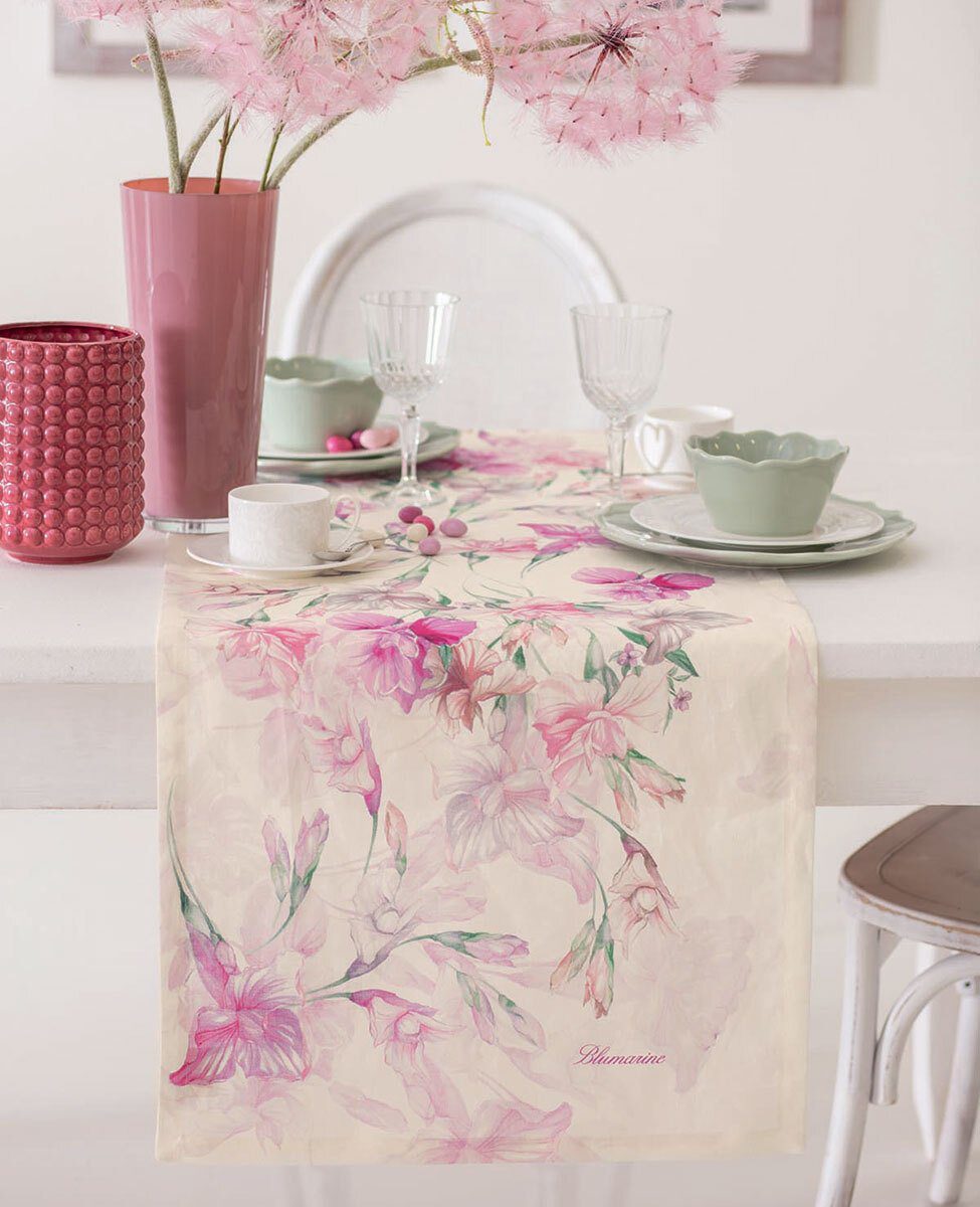 Blumarine Runner In Lino Stampato Iris