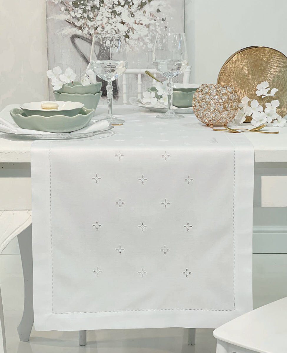 Blumarine Runner in cotone Ricamo