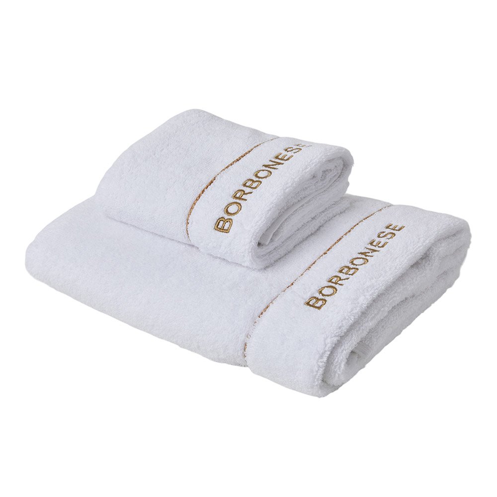 Borbonese Set Asciugamani 1+1 In Spugna Di Cotone Fine Op