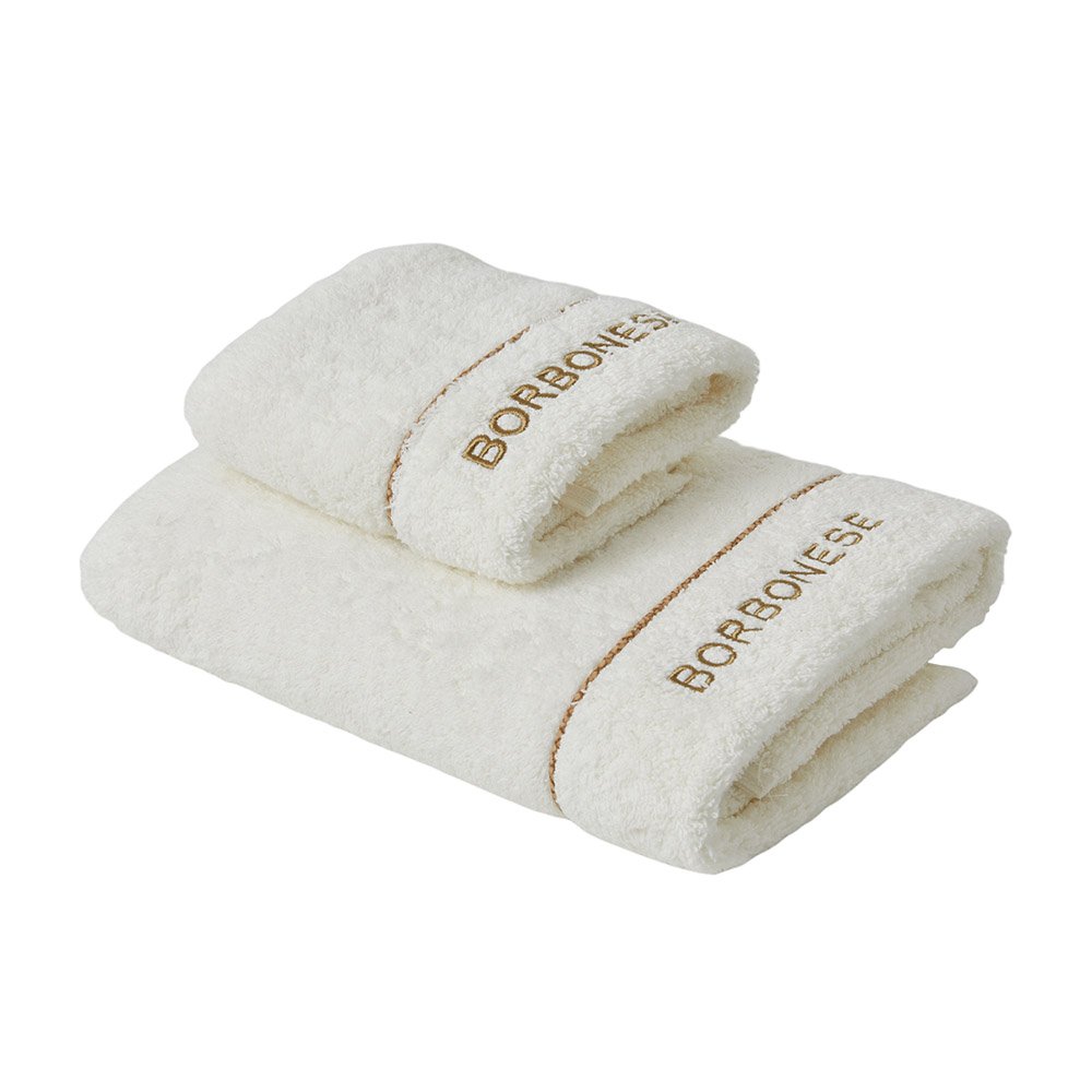 Borbonese Set Asciugamani 1+1 In Spugna Di Cotone Fine Op