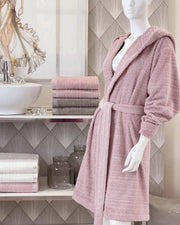 Blumarine Accappatoio con cappuccio in spugna di cotone con logo strass Samira