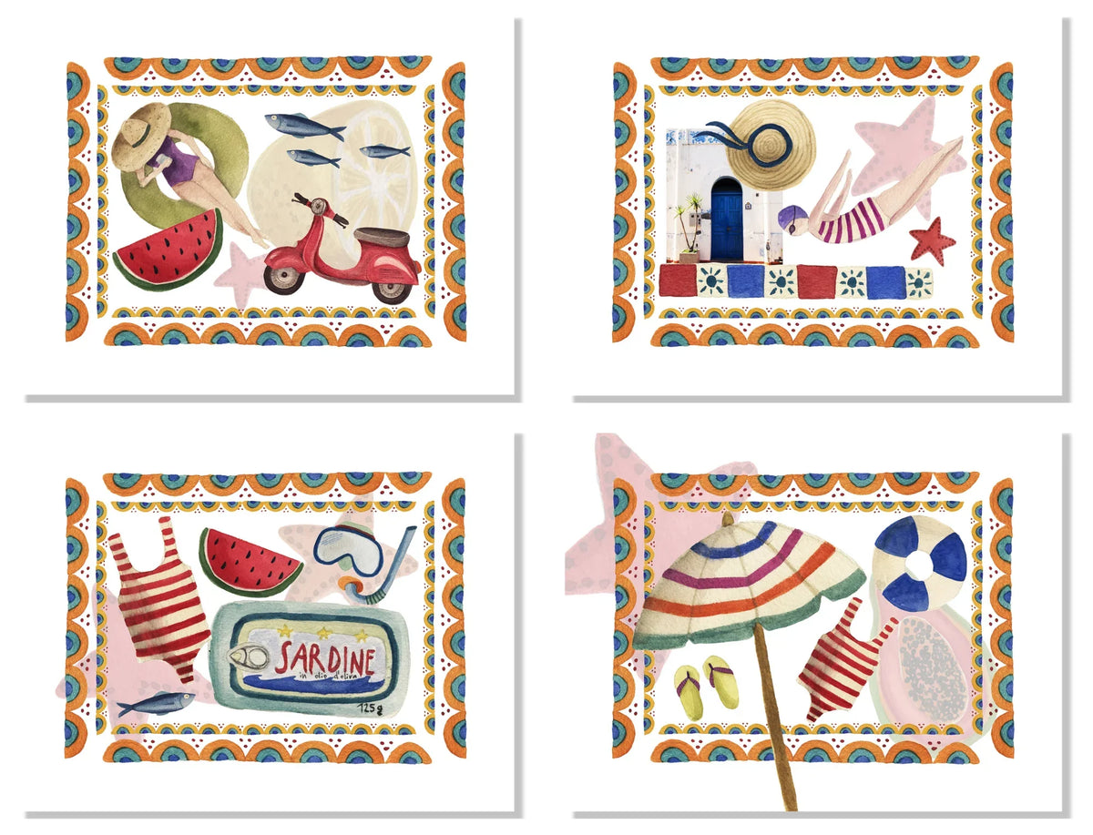 Napking Set 4 Americane In Raso Di Cotone Antimacchia Collage