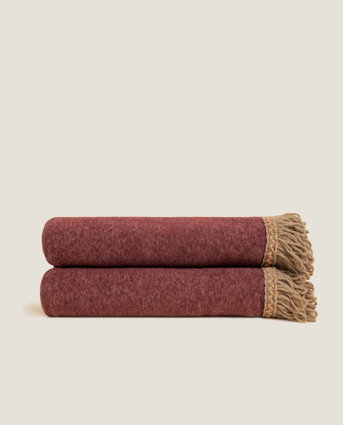 Frati Home Plaid In Soft Bamboo Con Applicazione Frangia Matisse Burgundy