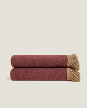 Frati Home Plaid In Soft Bamboo Con Applicazione Frangia Matisse Burgundy