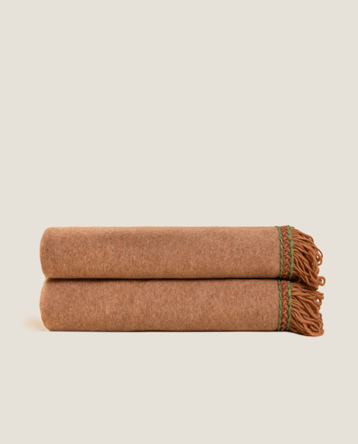 Frati Home Plaid In Soft Bamboo Con Applicazione Frangia Matisse Coffee&Milk