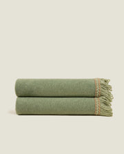 Frati Home Plaid In Soft Bamboo Con Applicazione Frangia Matisse Muschio