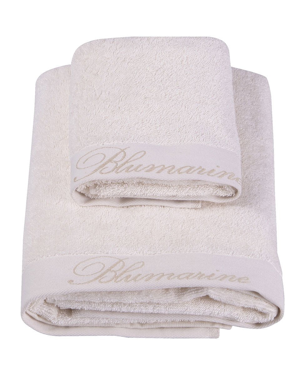 Blumarine Set asciugamani 1+1 in spugna di cotone logo ricamato Spa