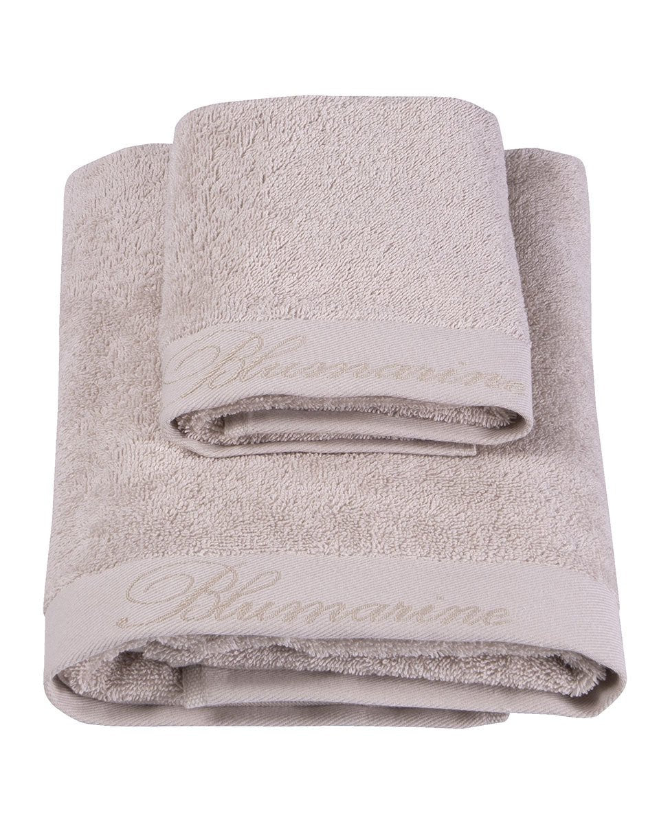 Blumarine Set asciugamani 1+1 in spugna di cotone logo ricamato Spa