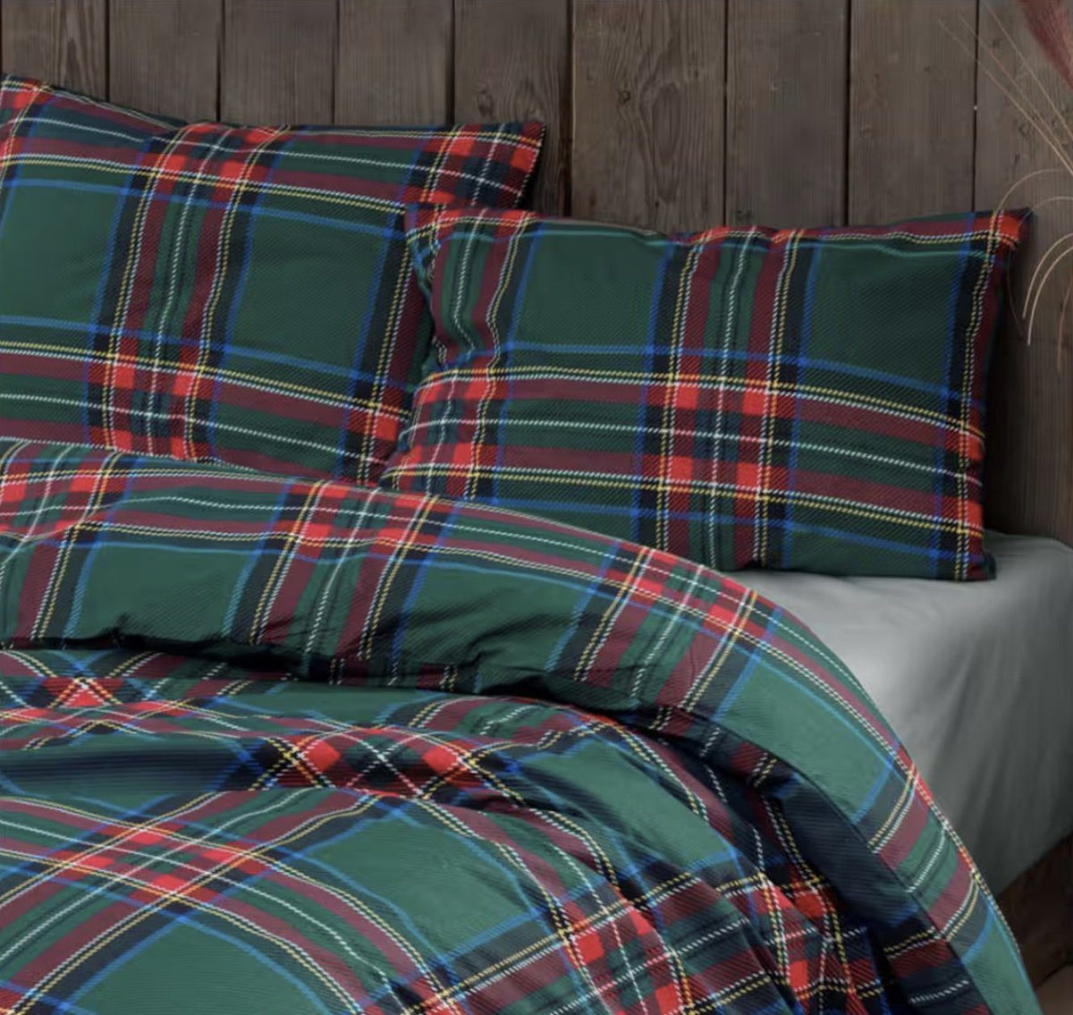 Daunex Parure Copripiumino In Cotone Stampato Tartan Verde