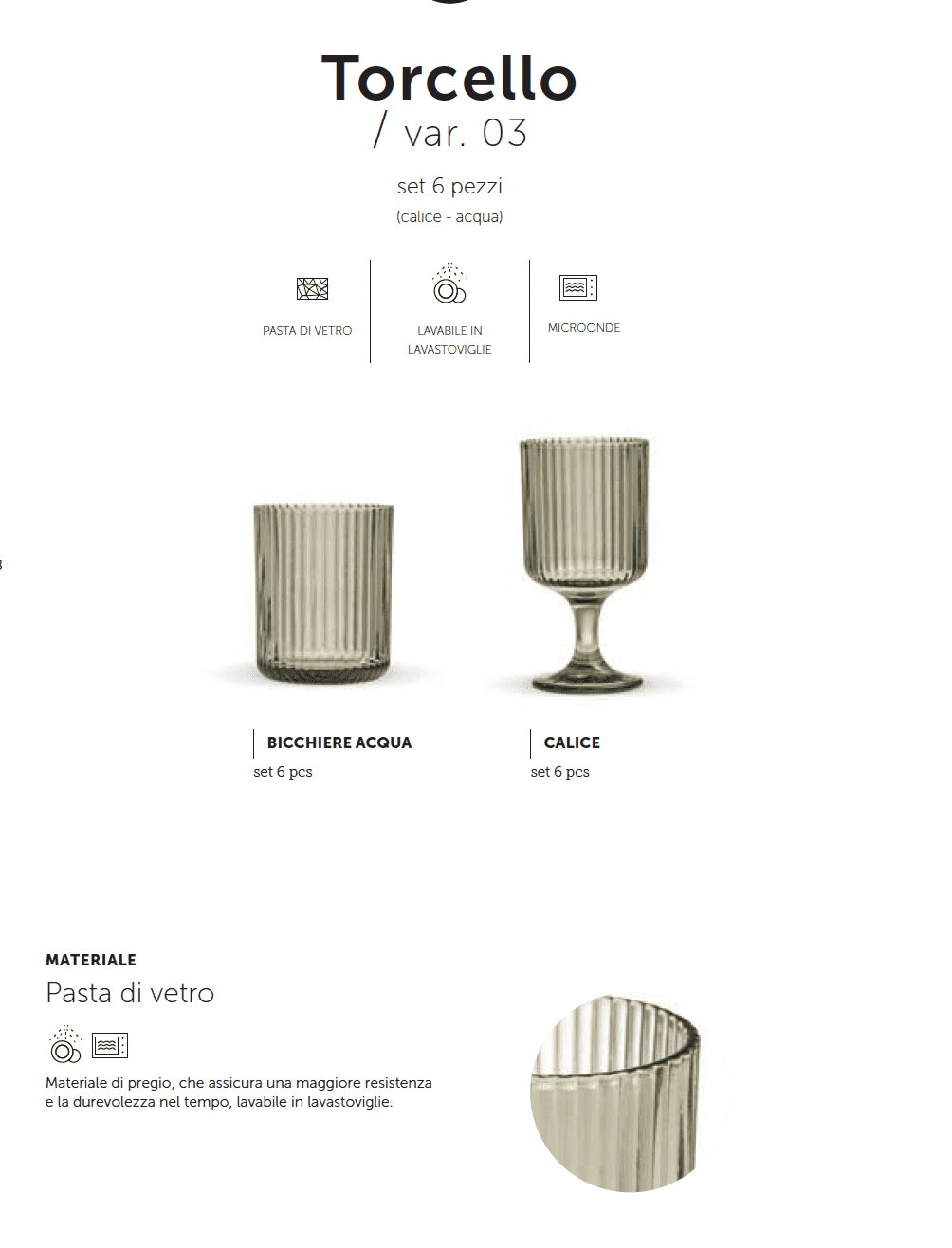 Maison Sucree' Set 6 Pezzi Bicchieri E Calici In Pasta Di Vetro Torcello Verde