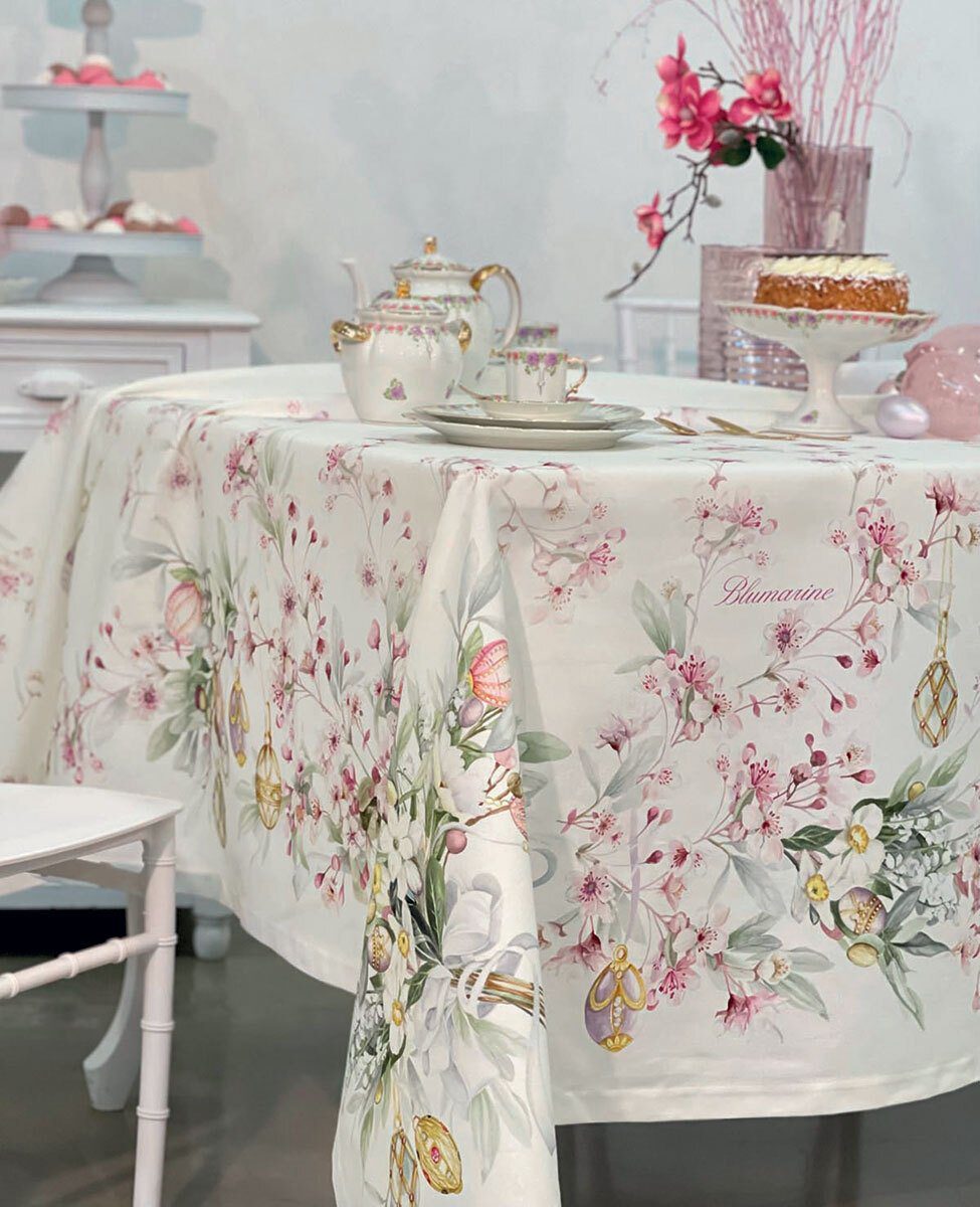 Blumarine Tovaglia Di Pasqua In Cotone Stampato Antimacchia Pasqua