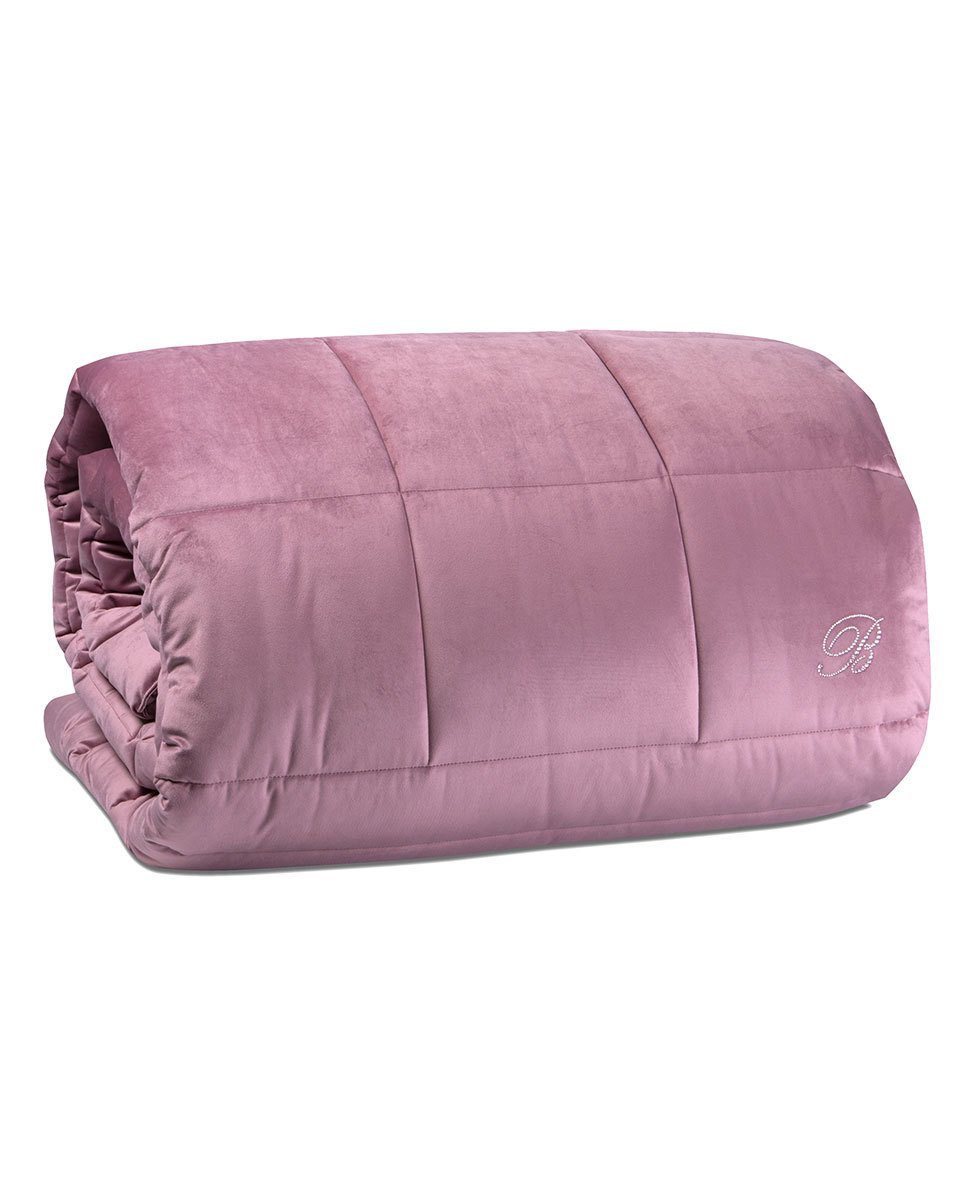 Blumarine Trapunta Matrimoniale 220Gr In Velluto Con Logo Cristalli Blu Velvet