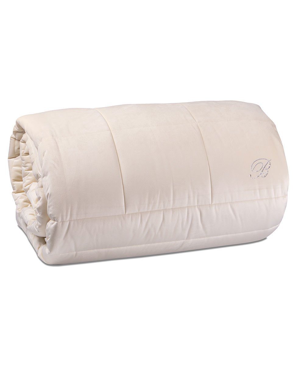 Blumarine Trapunta Matrimoniale 220Gr In Velluto Con Logo Cristalli Blu Velvet