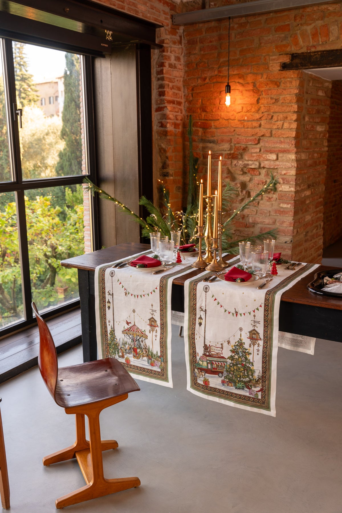 Tessitura Toscana Telerie Tovaglia E/O Runner Natalizi In Puro Lino Natalis