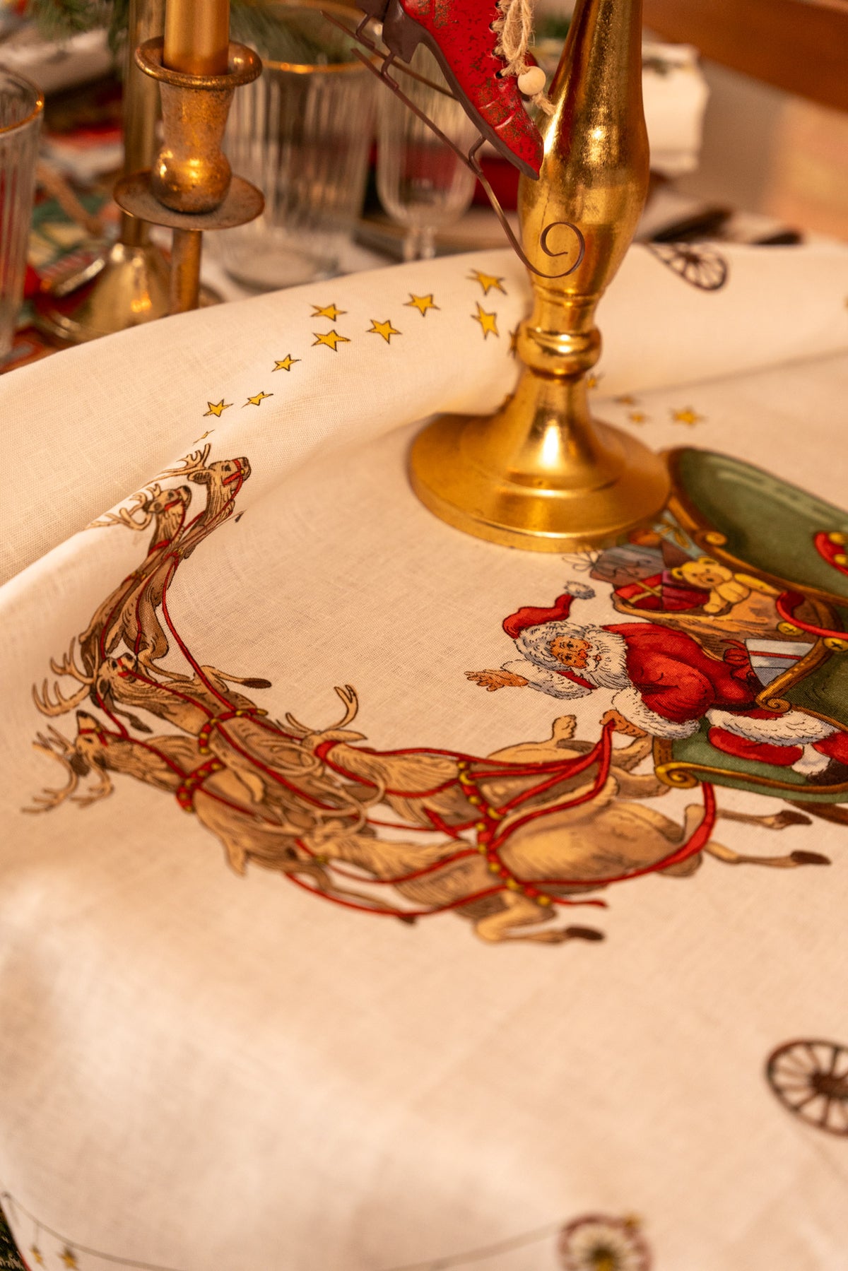 Tessitura Toscana Telerie Tovaglia E/O Runner Natalizi In Puro Lino Natalis