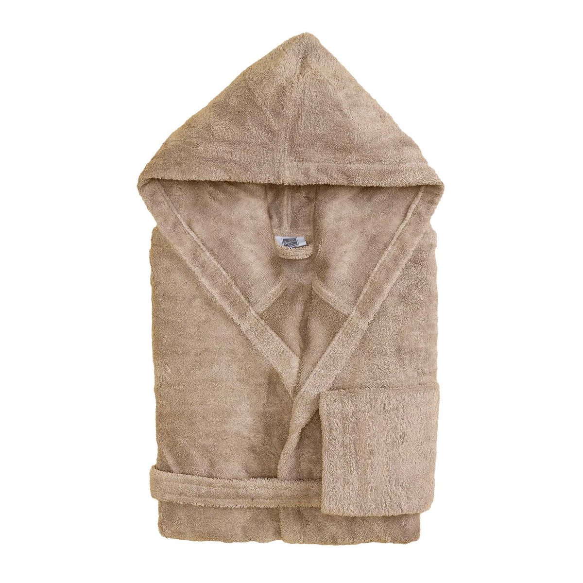 Biancoperla Accappatoio Con Cappuccio In Spugna Di Cotone Tinta Unita Perla Taupe