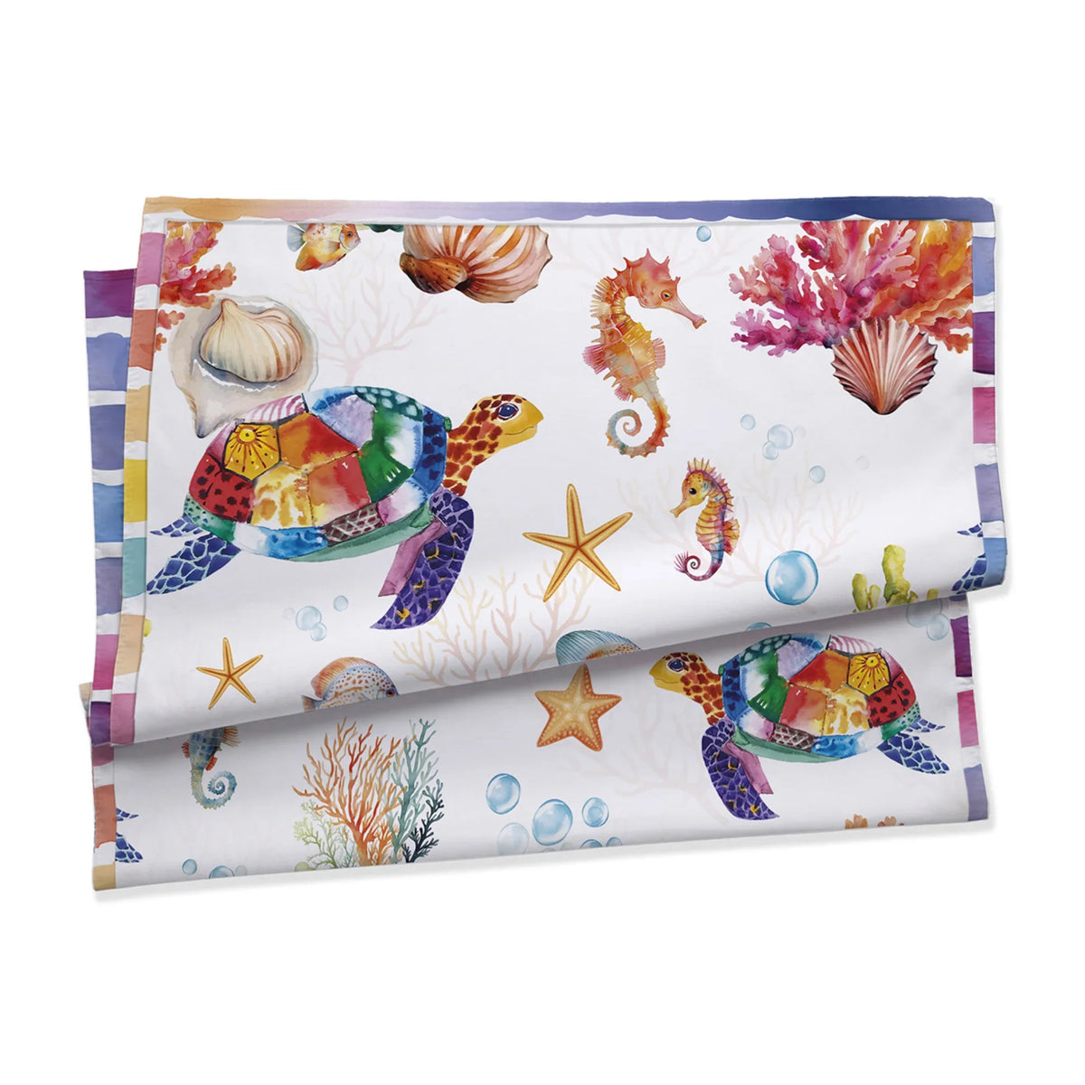 Daunex Telo Mare Doubleface In Microfibra Tartaruga Con Pochette