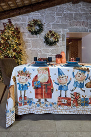 Maison Sucree' Natale Tovaglia e/o Runner In Tessuto Antimacchia Stampato Folletti