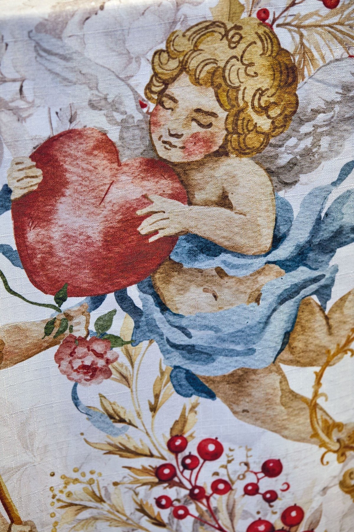Maison Sucree' Natale Tovaglia In Tessuto Antimacchia Stampato Messaggeri Del Cuore