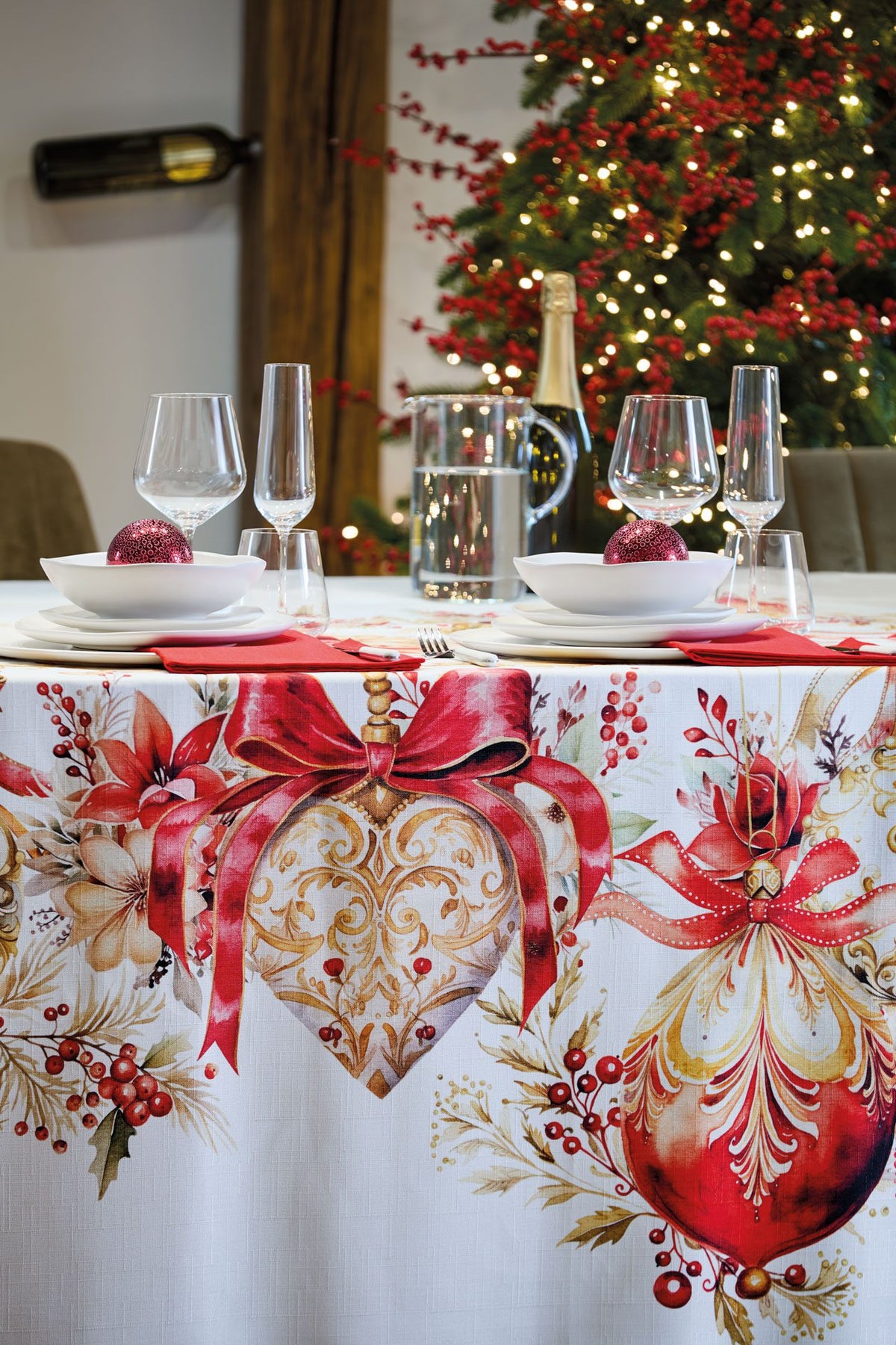 Maison Sucree' Natale Tovaglia e/o Runner In Tessuto Antimacchia Stampato Preziosi