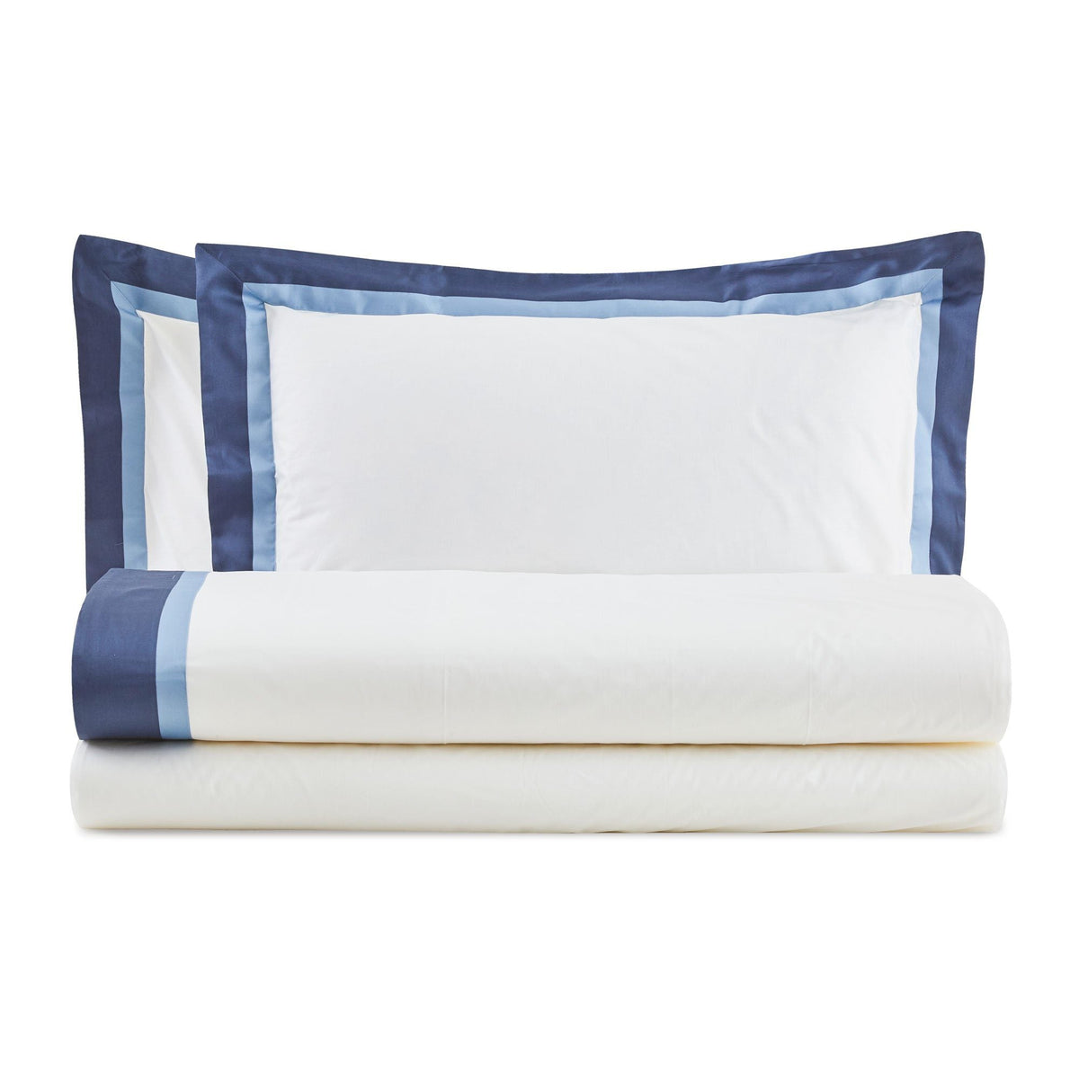 Biancoperla Completo Lenzuola Matrimoniale In Puro Cotone Con Doppia Balza In Raso Di Cotone Twin