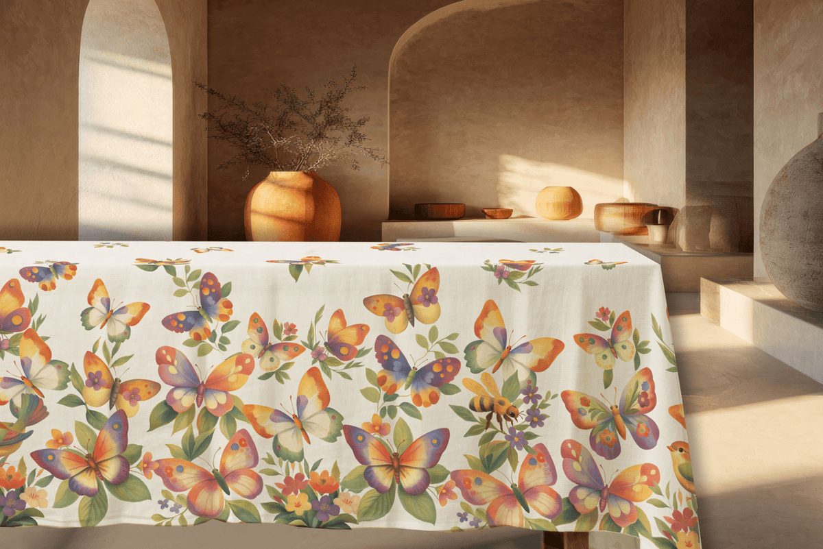 Tag House Design Tovaglia In Puro Cotone Stampato Volo