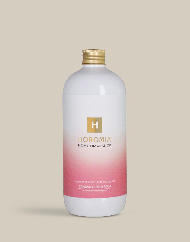 HOROMIA RICARICA PER DIFFUSORE A BASTONCINI SANDALO E PEPE ROSA 500 ML