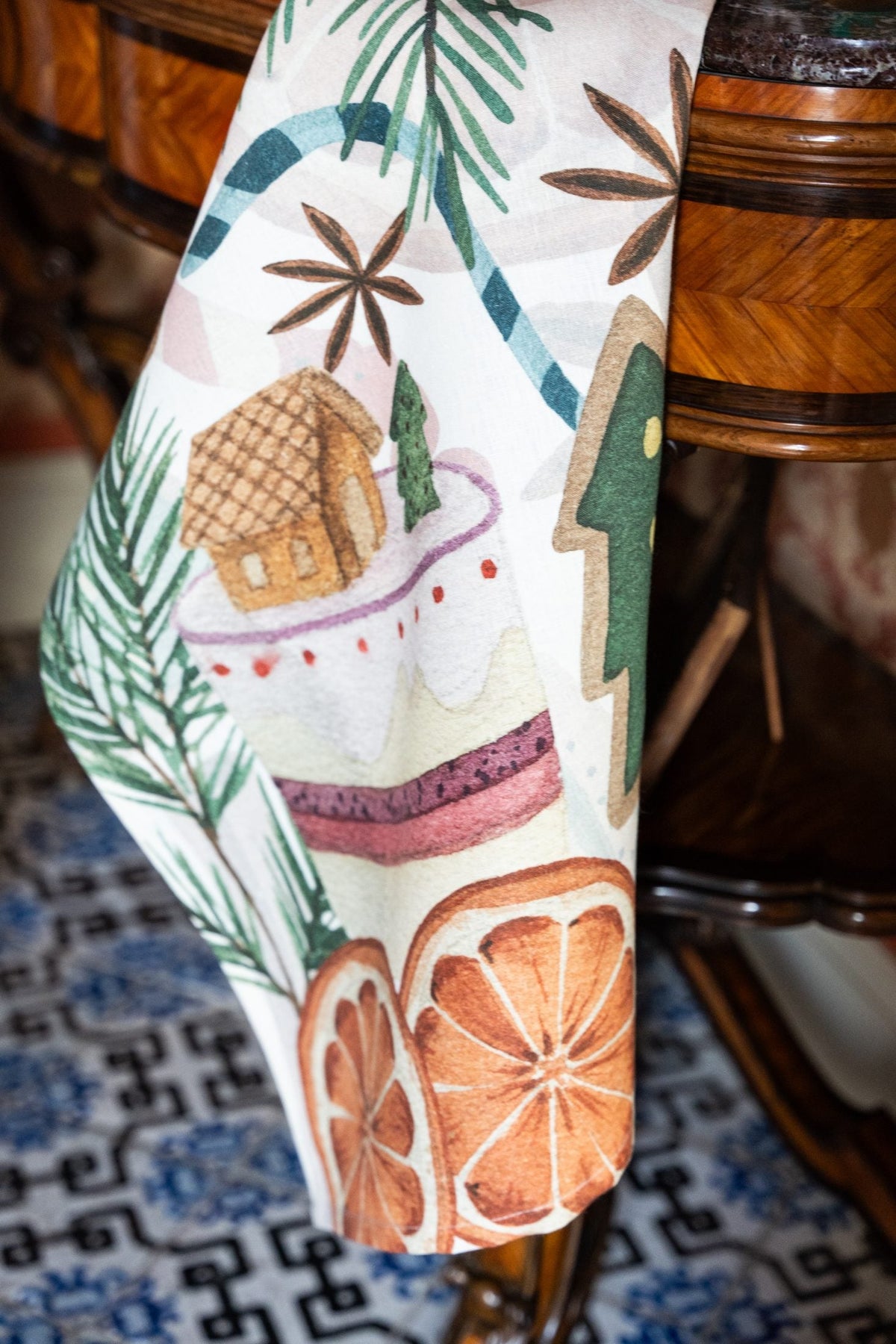 Napking Strofinaccio Natalizio In Lino Stampato Xmastea