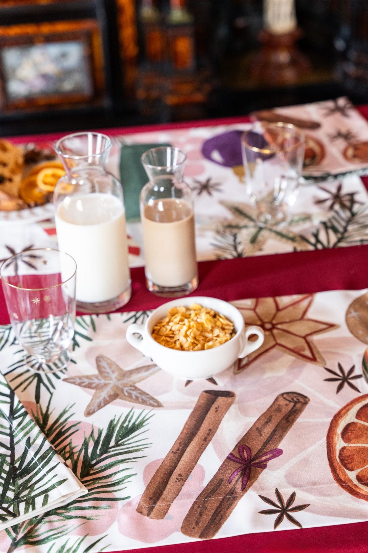 Napking Set 4 Americane Natalizie In Raso Di Cotone Antimacchia Xmastea