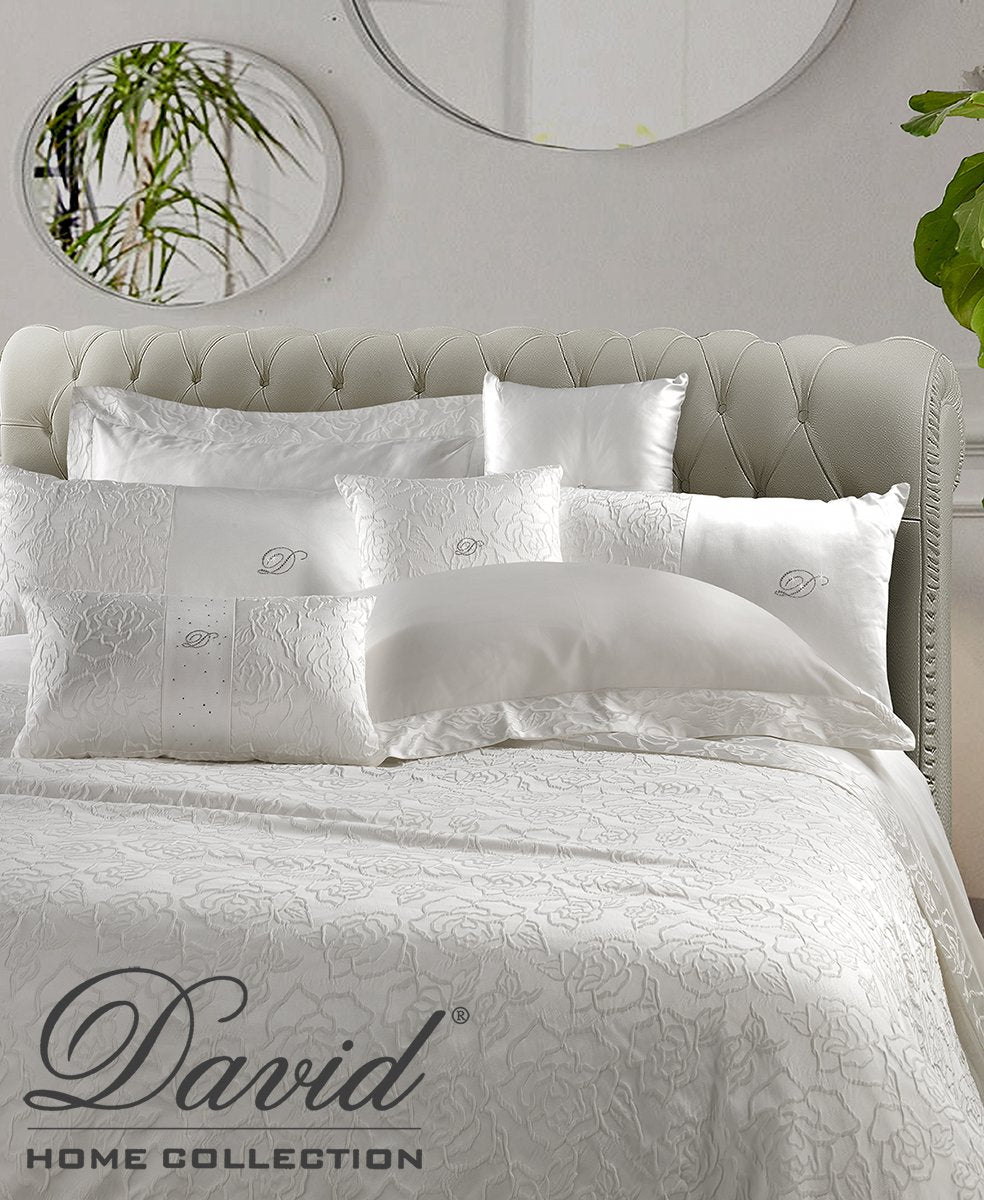 David Home Completo Lenzuola Matrimoniale In Raso Di Cotone Con Bordo Rose Jacquard Alba