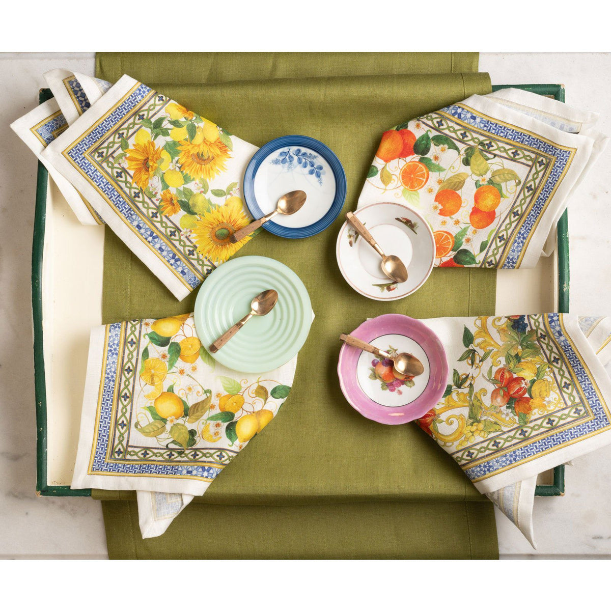 Tessitura Toscana Telerie 4Dinner Set 4 Tovaglioli In Lino Stampato Amalfi