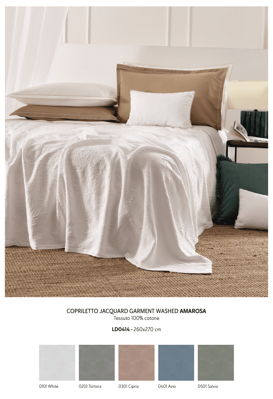 Riviera Copriletto Liscio Matrimoniale In Cotone Jacquard Amarosa