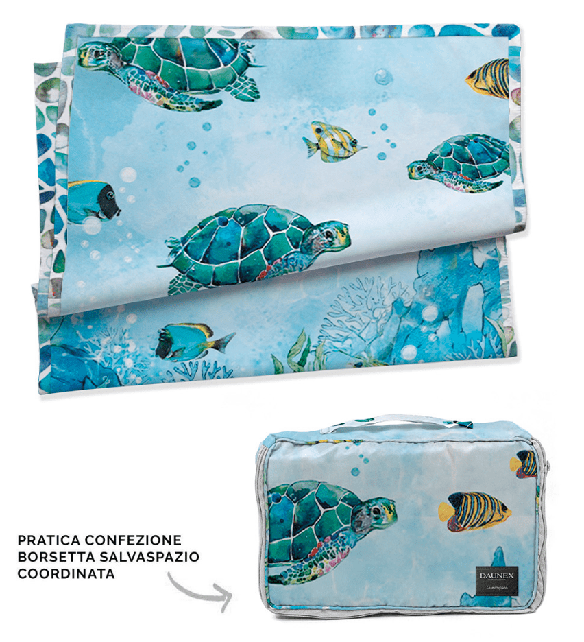 Daunex Telo Mare Doubleface In Microfibra Antigua Con Pochette