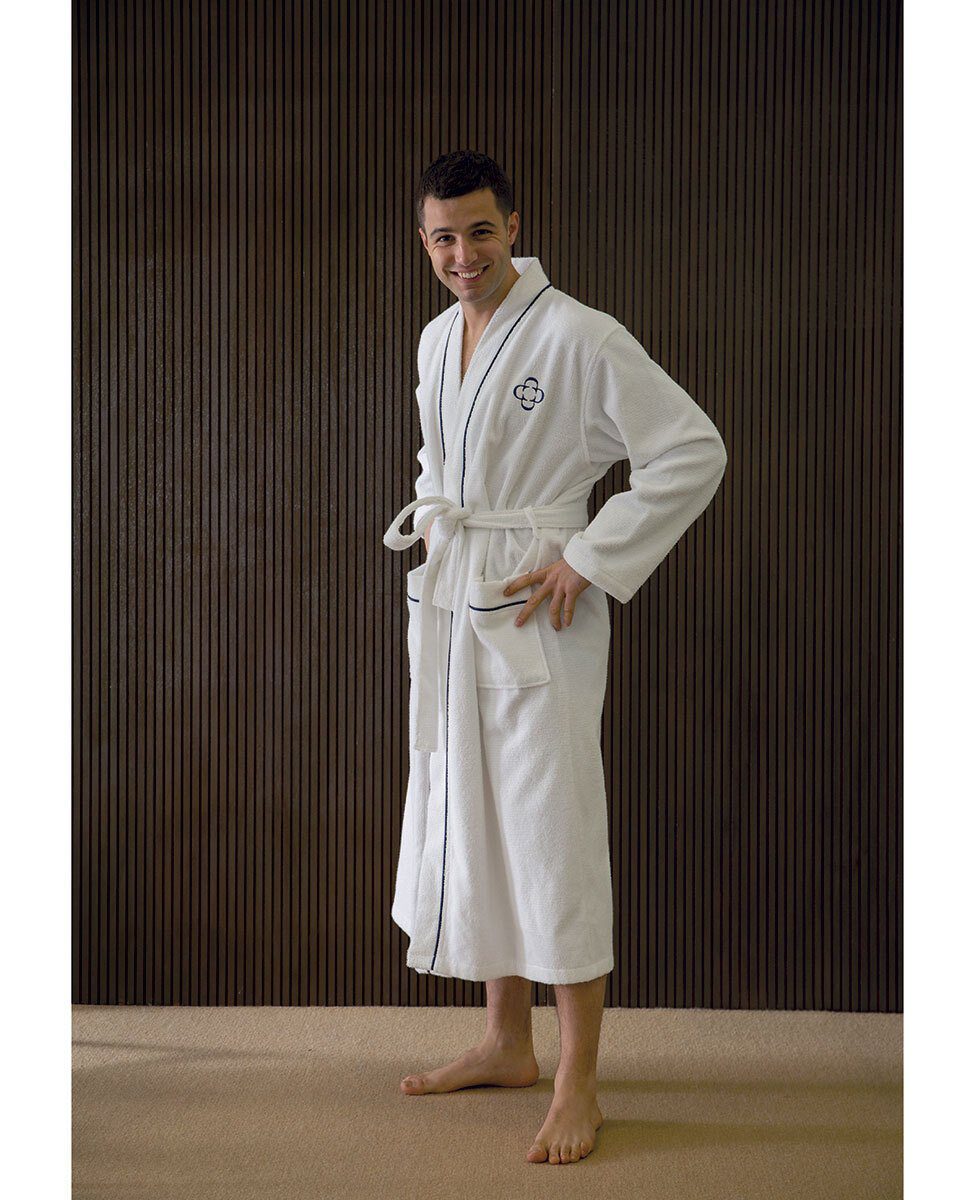 Svad Dondi Accappatoio Unisex Kimono In Spugna Di Cotone Con Logo Ricamato Aqua