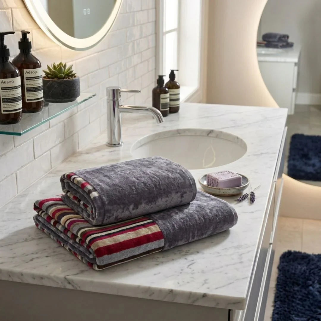 Carrara Set Asciugamani 1+1 In Spugna Di Cotone Velour Bora Bora