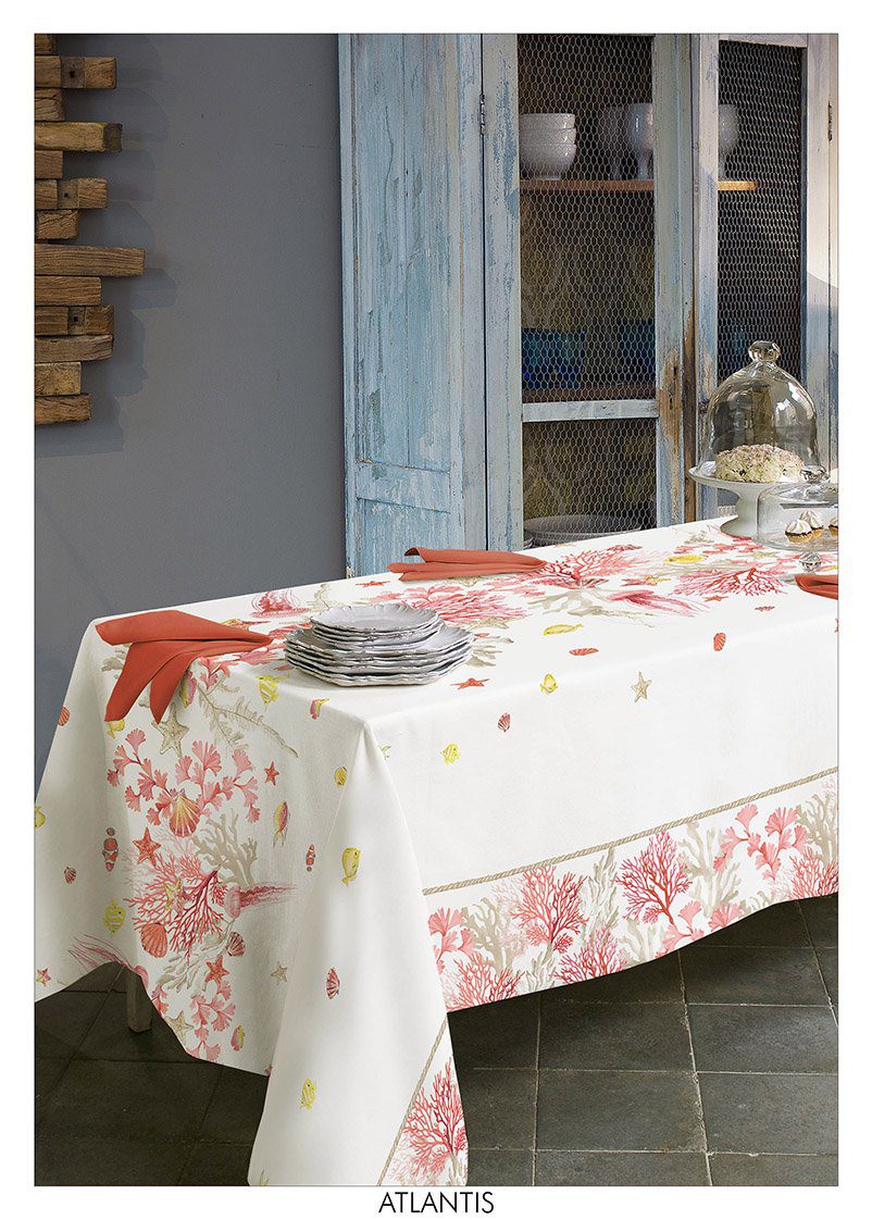 TESSITURA RANDI RUNNER COTONE STAMPATO ATLANTIS CORALLO