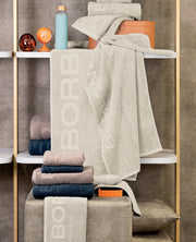 Borbonese Home Set Asciugamani 1+1 In Spugna Di Cotone Gessato